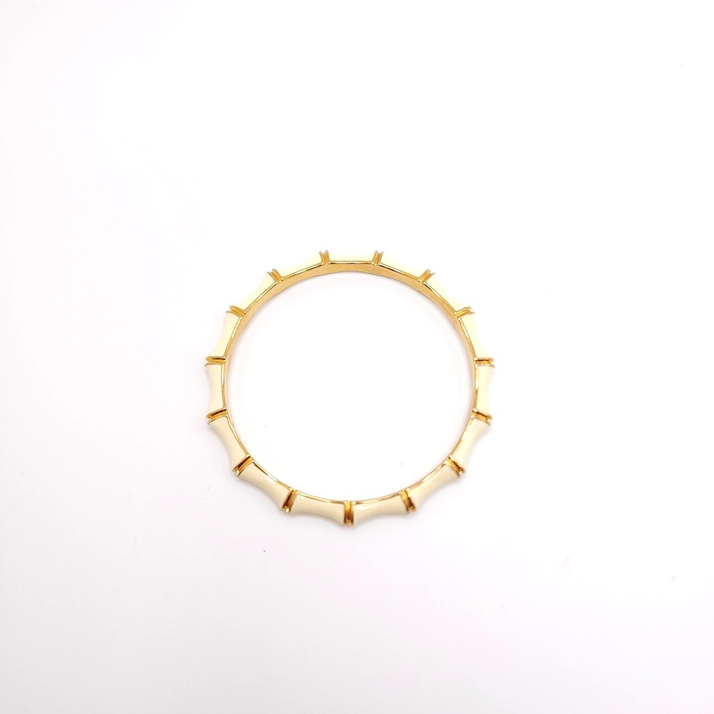 Stella & Dot Julep Bamboo Bangle Bracelets Pink Cream Enamel Gold Tone Set 2 - Picture 3 of 10